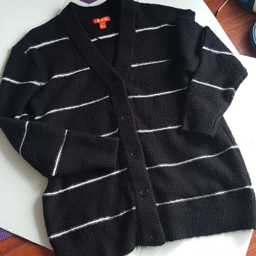 JOE FRESH L Fuzzy Knit Cardigan Sweater Size Large